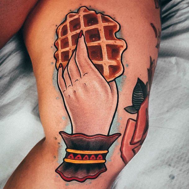 Simple Waffle Tattoo For Women