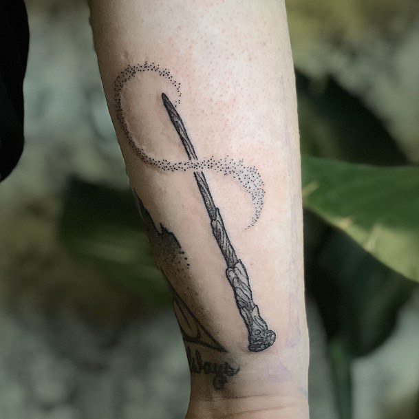 Simple Wand Tattoo For Women