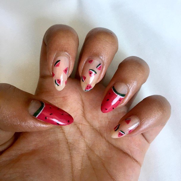 Simple Watermelon Nail For Women