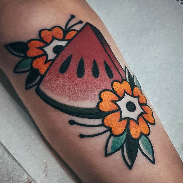 Simple Watermelon Tattoo For Women