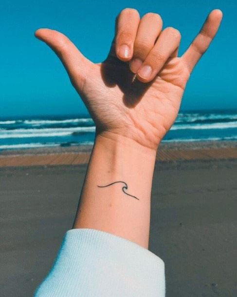 Simple Wave Tattoo Womens Wrist