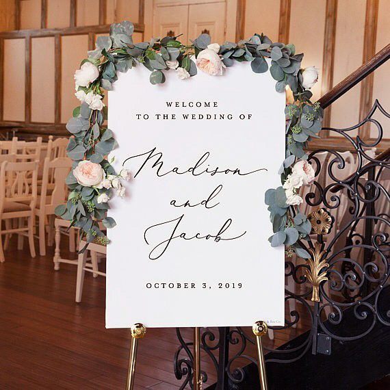 Simple Wedding Cute Floral Greenery Bright White Sign Ideas