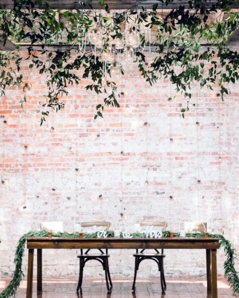 Simple Wedding Decoration With Brick Wall