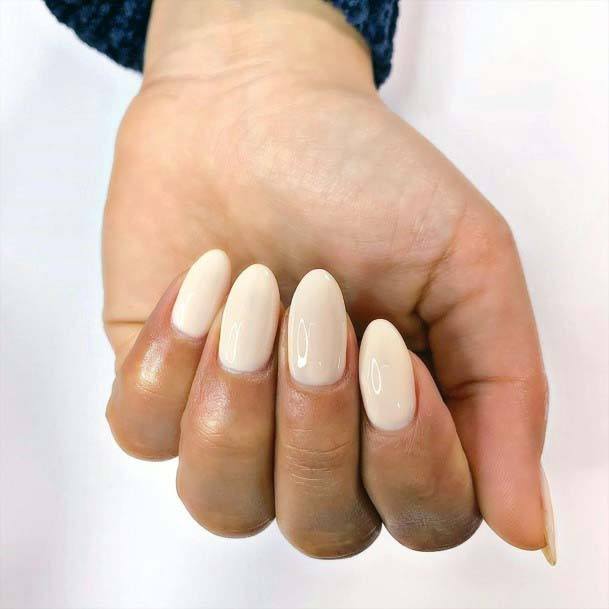 Simple White Almond Nails