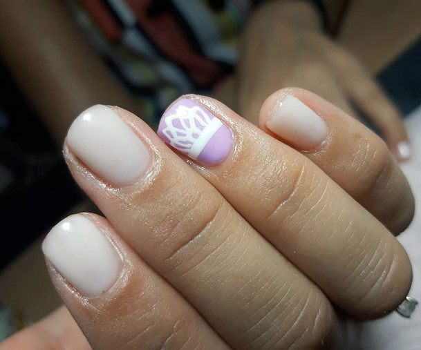 Simple White And Light Purple Nails