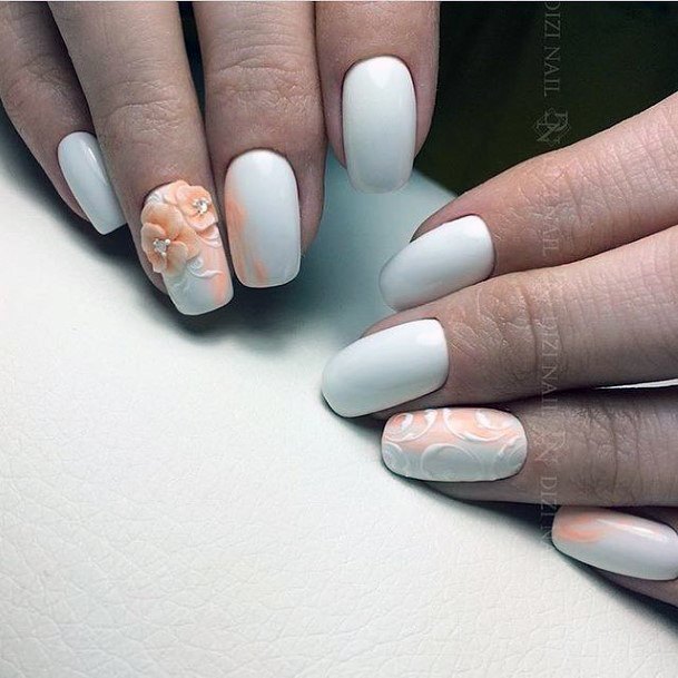 Simple White Prom Nail For Women