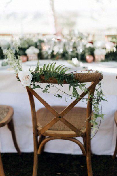 Simple White Rose On Chair Wedding Decorations