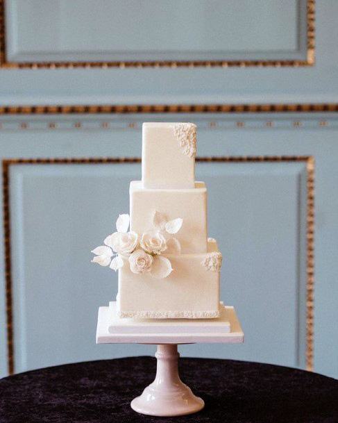 Simple White Square Wedding Cake