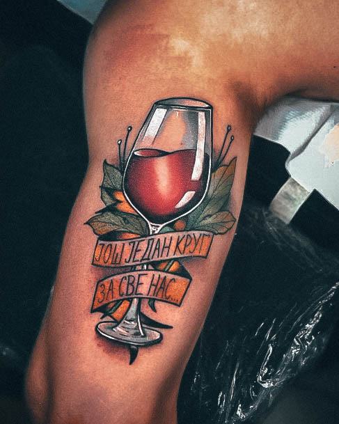 Simple Wine Glass Tattoo For Women