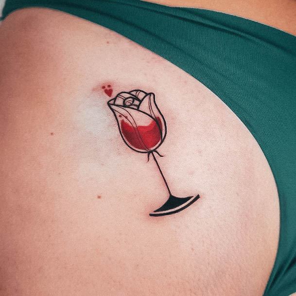 Simple Wine Tattoo For Women