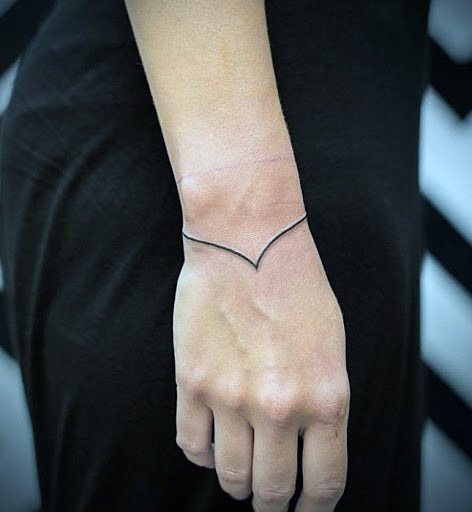 Simple Wrist Lined Tattoo For Women