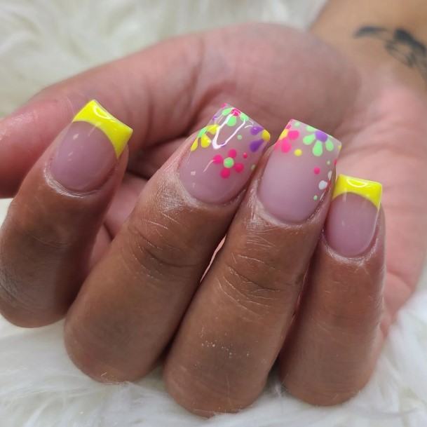 Simple Yellow French Tip Nail For Women