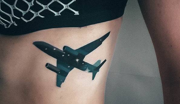 Simplistic Airplane Tattoo For Girls