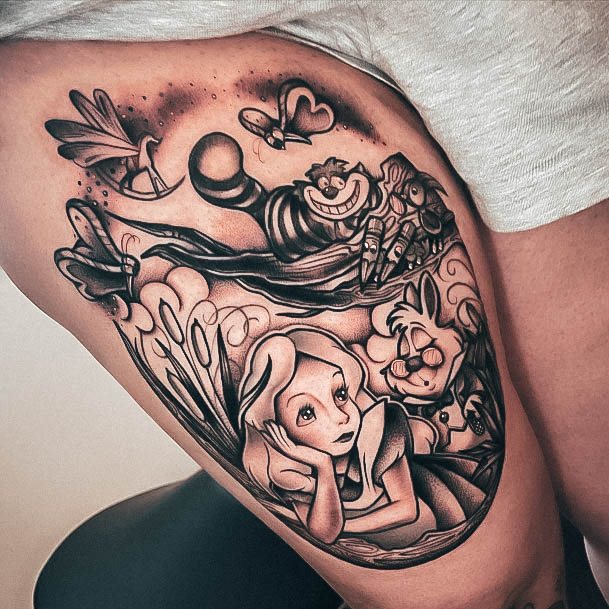 Simplistic Alice In Wonderland Tattoo For Girls