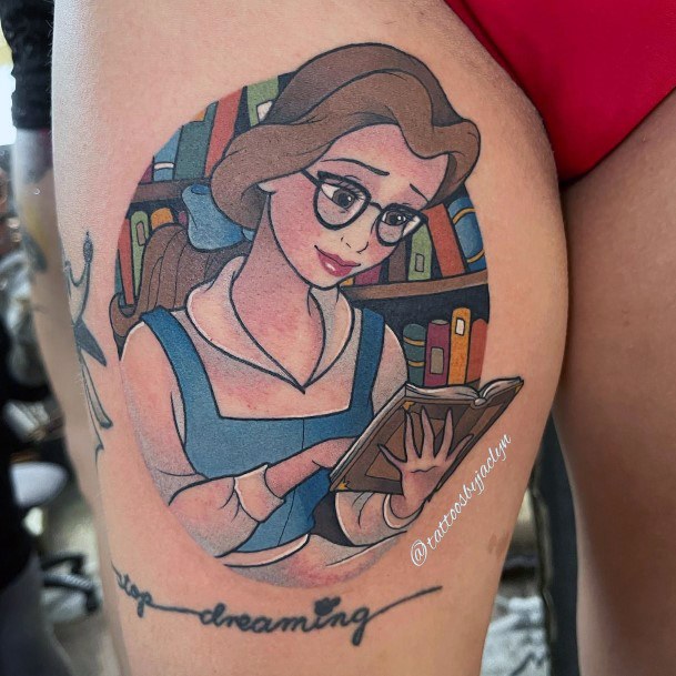 Simplistic Belle Tattoo For Girls