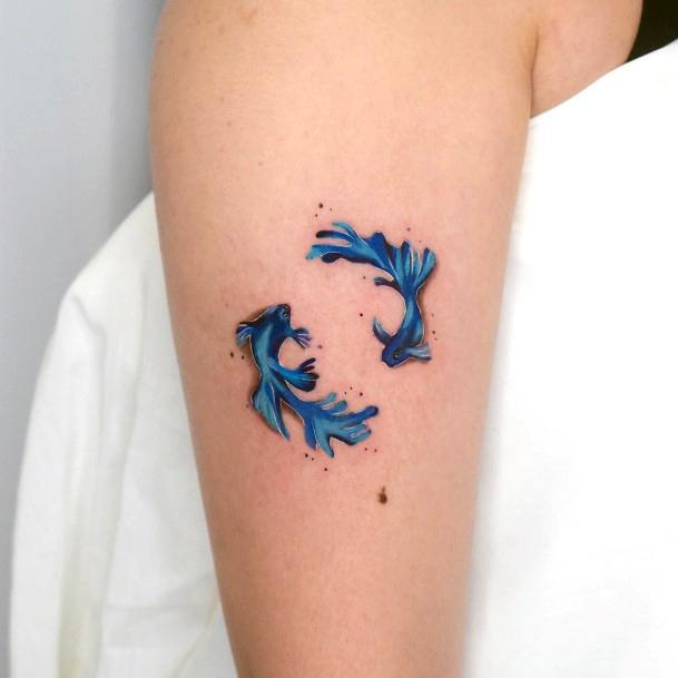 Simplistic Betta Fish Tattoo For Girls