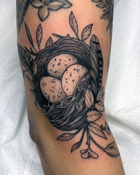 Simplistic Birds Nest Tattoo For Girls