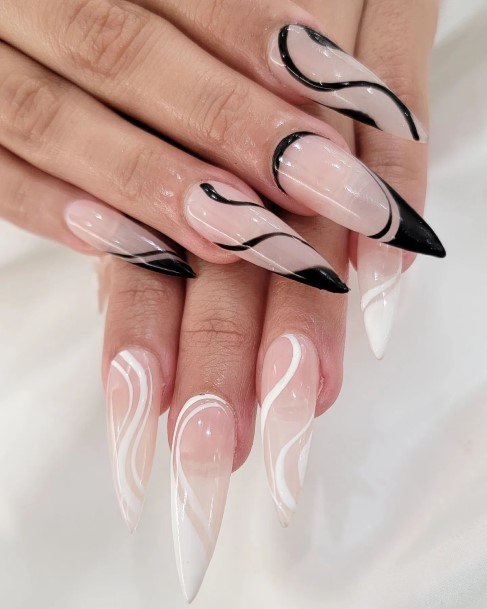 Simplistic Black And White Nail For Girls