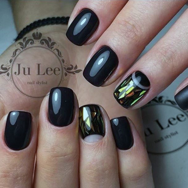 Simplistic Black Dress Nail For Girls