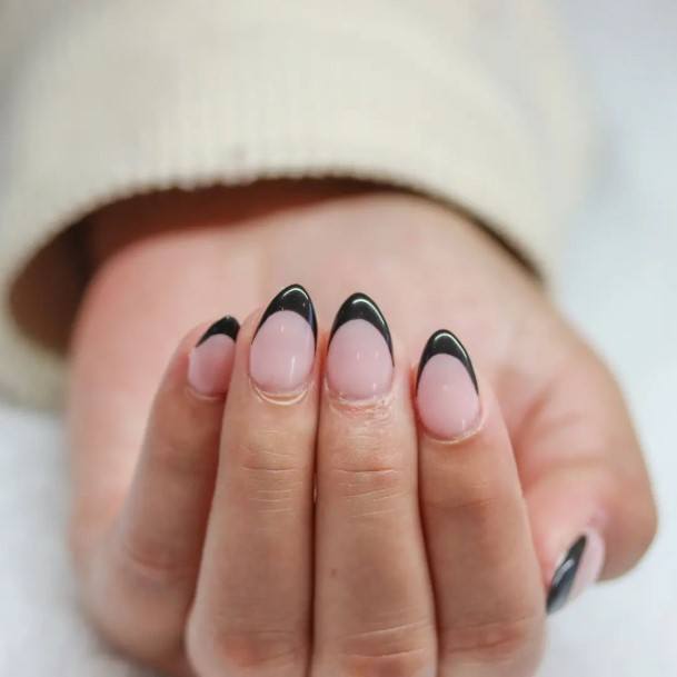 Simplistic Black French Tip Nail For Girls