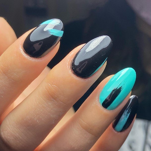 Simplistic Black Oval Nail For Girls