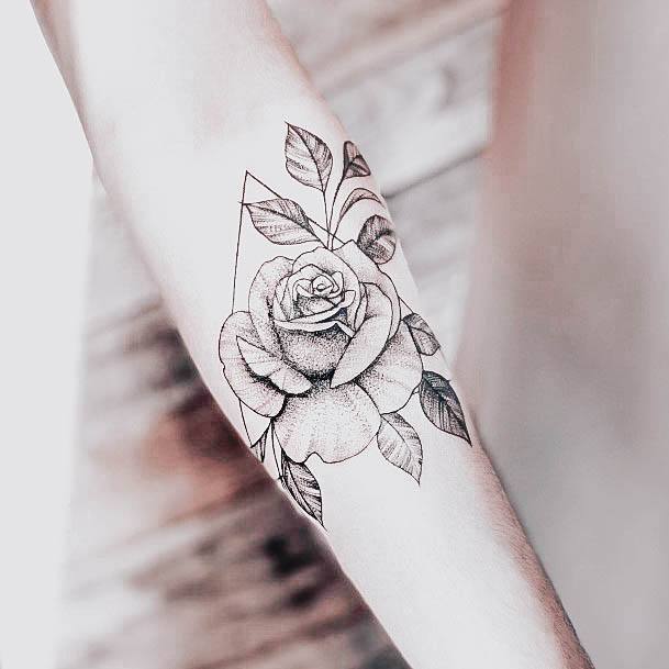 Simplistic Black Rose Tattoo For Girls