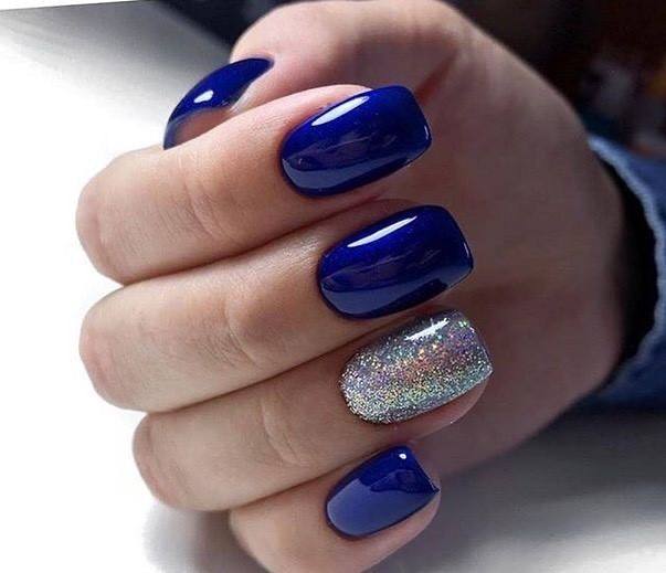 Simplistic Blue And Silver Nail For Girls