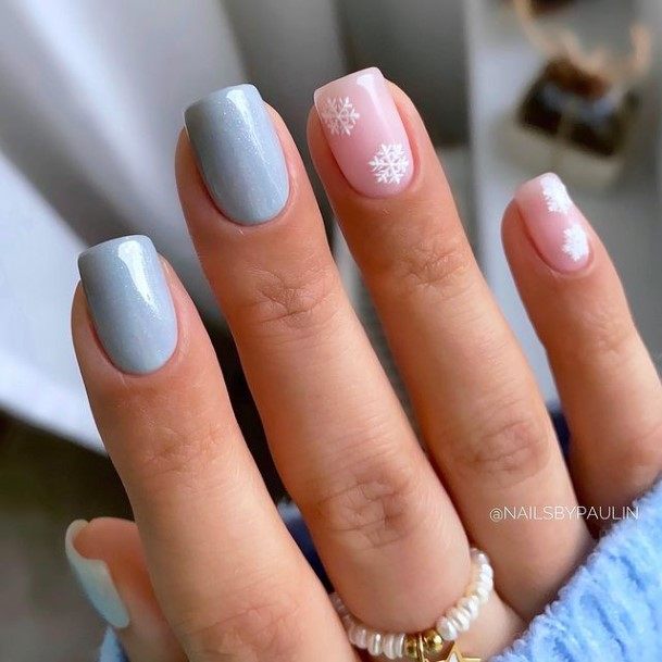 Simplistic Blue Winter Nail For Girls