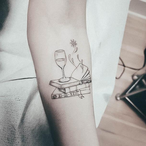 Simplistic Book Tattoo For Girls