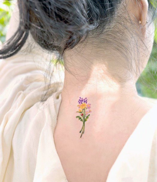 Simplistic Bouquet Tattoo For Girls