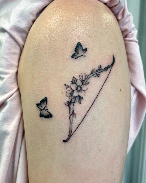 Simplistic Bow And Arrow Tattoo For Girls