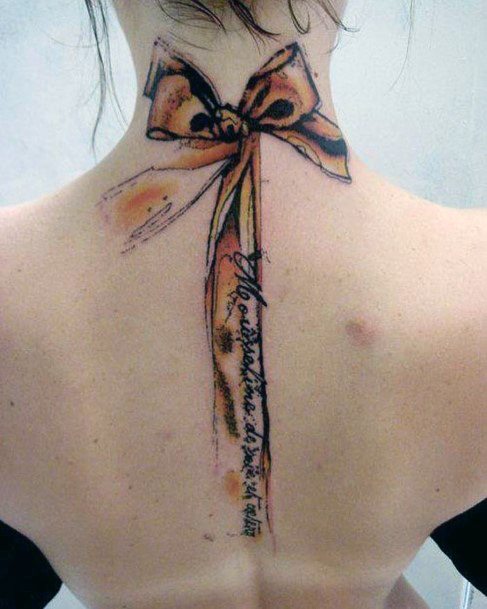 Simplistic Bow Tattoo For Girls