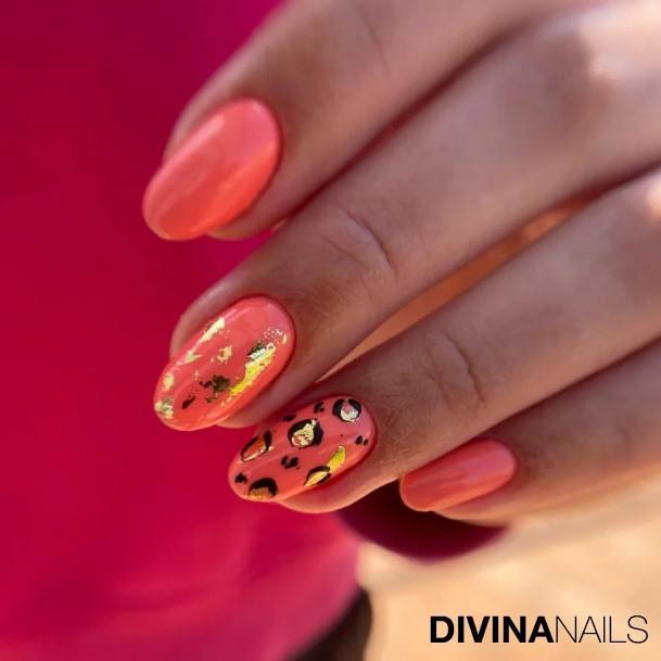 Simplistic Bright Coral Nail For Girls