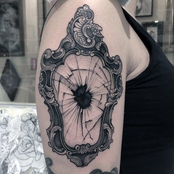 Simplistic Broken Mirror Tattoo For Girls