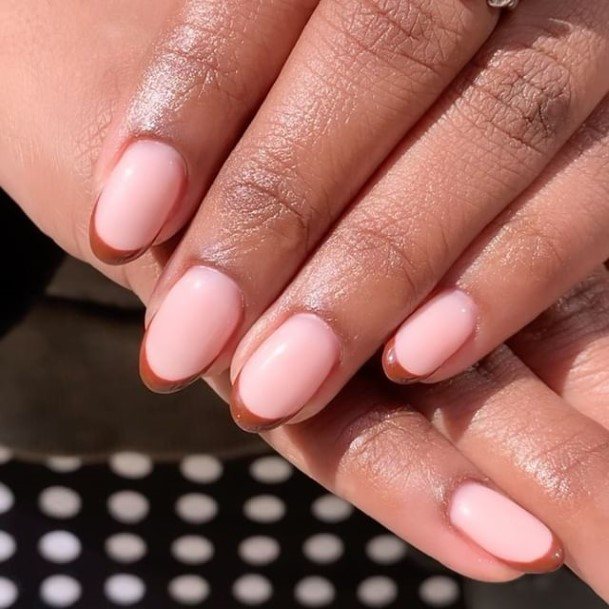 Simplistic Brown French Tip Nail For Girls