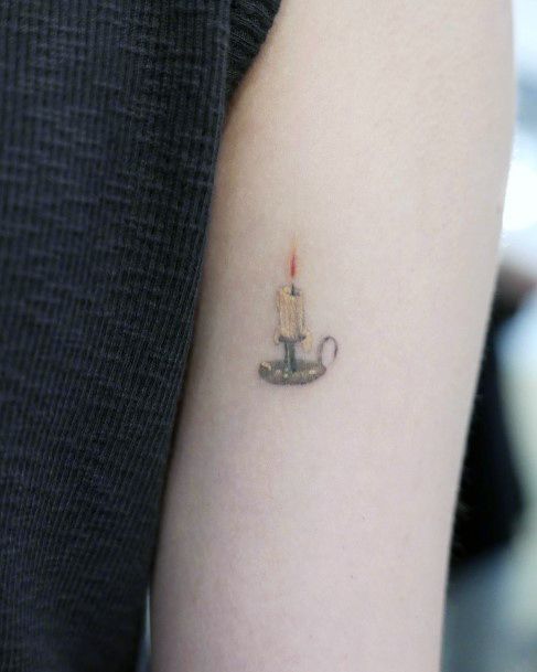 Simplistic Candle Tattoo For Girls