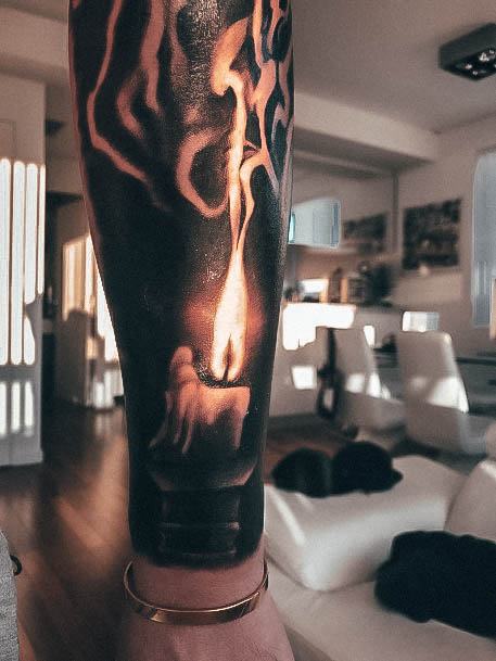 Simplistic Candle Tattoo For Girls