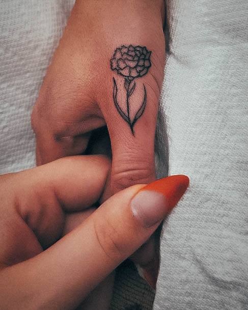 Simplistic Carnation Tattoo For Girls