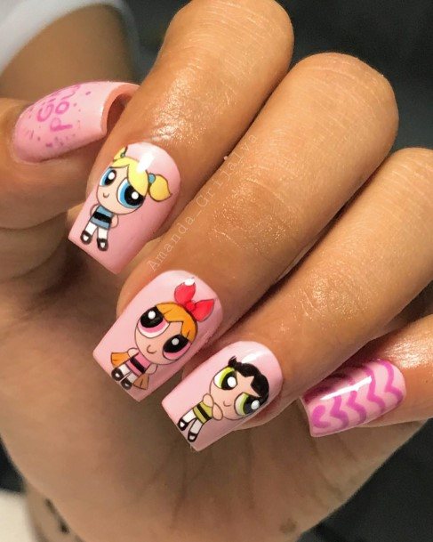 Simplistic Cartoon Nail For Girls