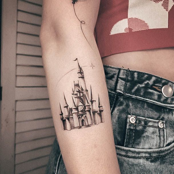 Simplistic Castle Tattoo For Girls