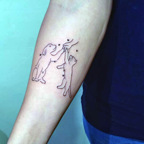 Simplistic Catdog Tattoo For Girls