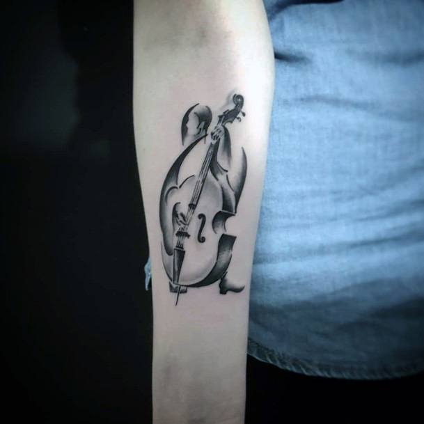 Simplistic Cello Tattoo For Girls