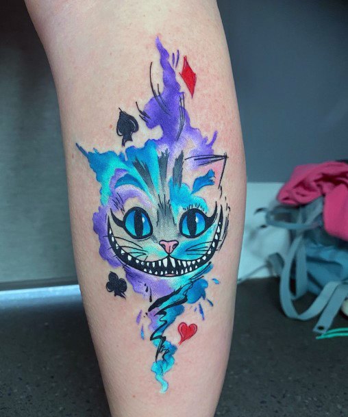 Simplistic Cheshire Cat Tattoo For Girls