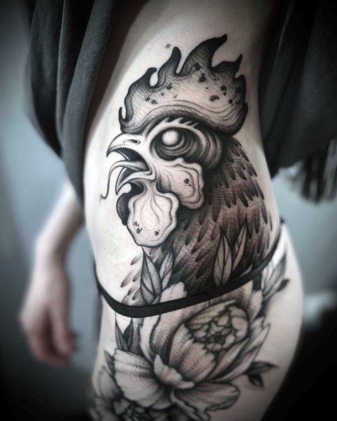 Simplistic Chicken Tattoo For Girls