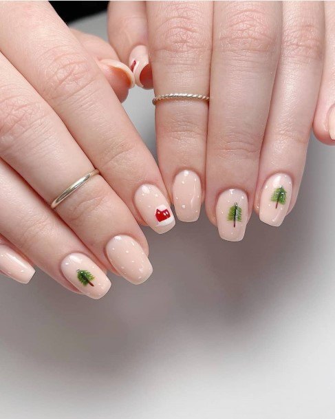 Simplistic Christmas Gel Nail For Girls