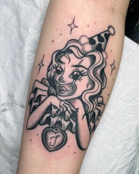 Simplistic Clown Tattoo For Girls