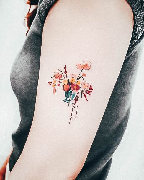 Simplistic Color Tattoo For Girls