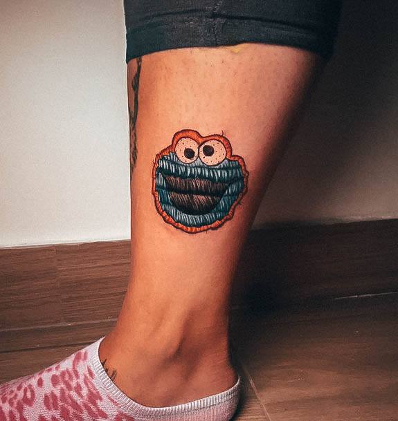 Simplistic Cookie Monster Tattoo For Girls