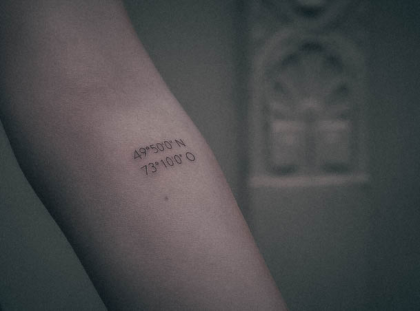 Simplistic Coordinates Tattoo For Girls