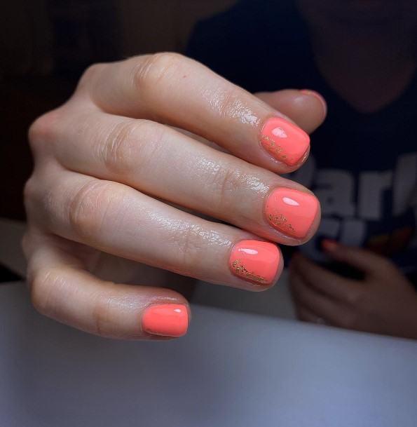 Simplistic Coral Nail For Girls